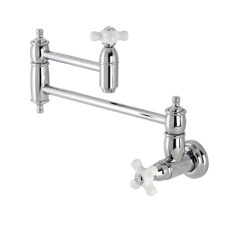 Kingston Brass KS3101PX Two-Handle Wall Mount Pot Filler, Polished Chrome KS3101PX